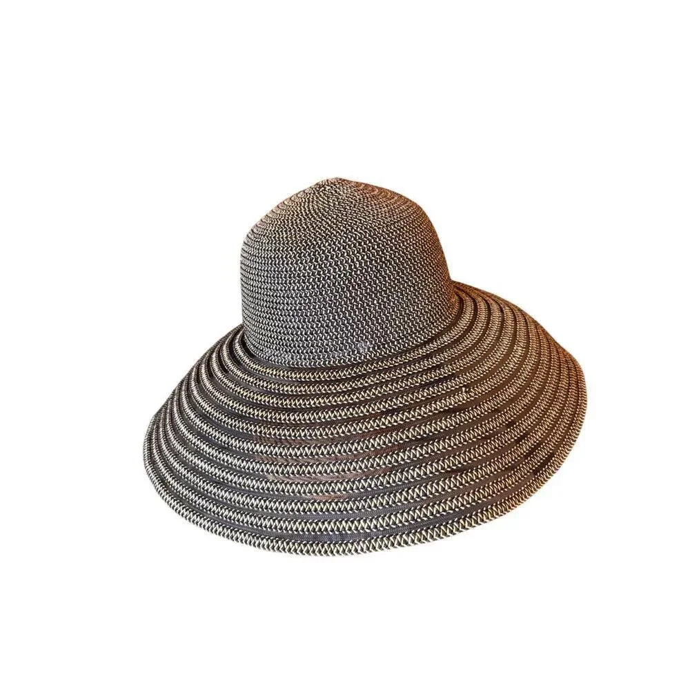 Daniele Meucci Black and Tan Paper Straw Sun Hat Women's One Size